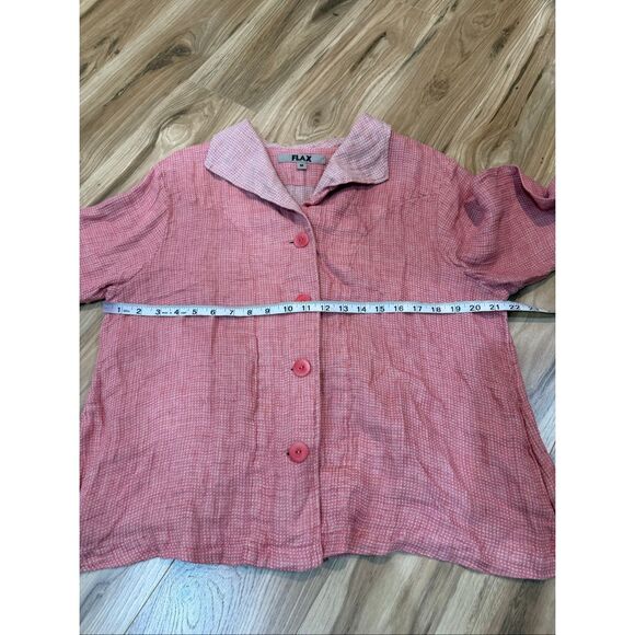 FLAX NWOT Linen Button Front Cropped cardigan Jacket Boho Lagenlook size M - Picture 8 of 10